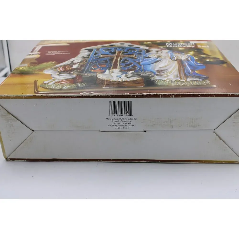 Large Kirkland's Elements Hand Painted Glazed Ceramic Musical Nativity‎ Set
